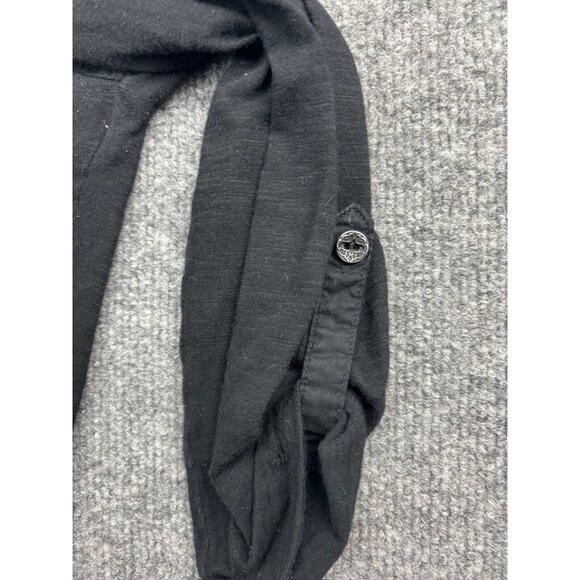 Reba Blouse Women's Small Black Multi Lace Trim Button Up 3/4 Roll Tab Sleeve - Picture 6 of 8